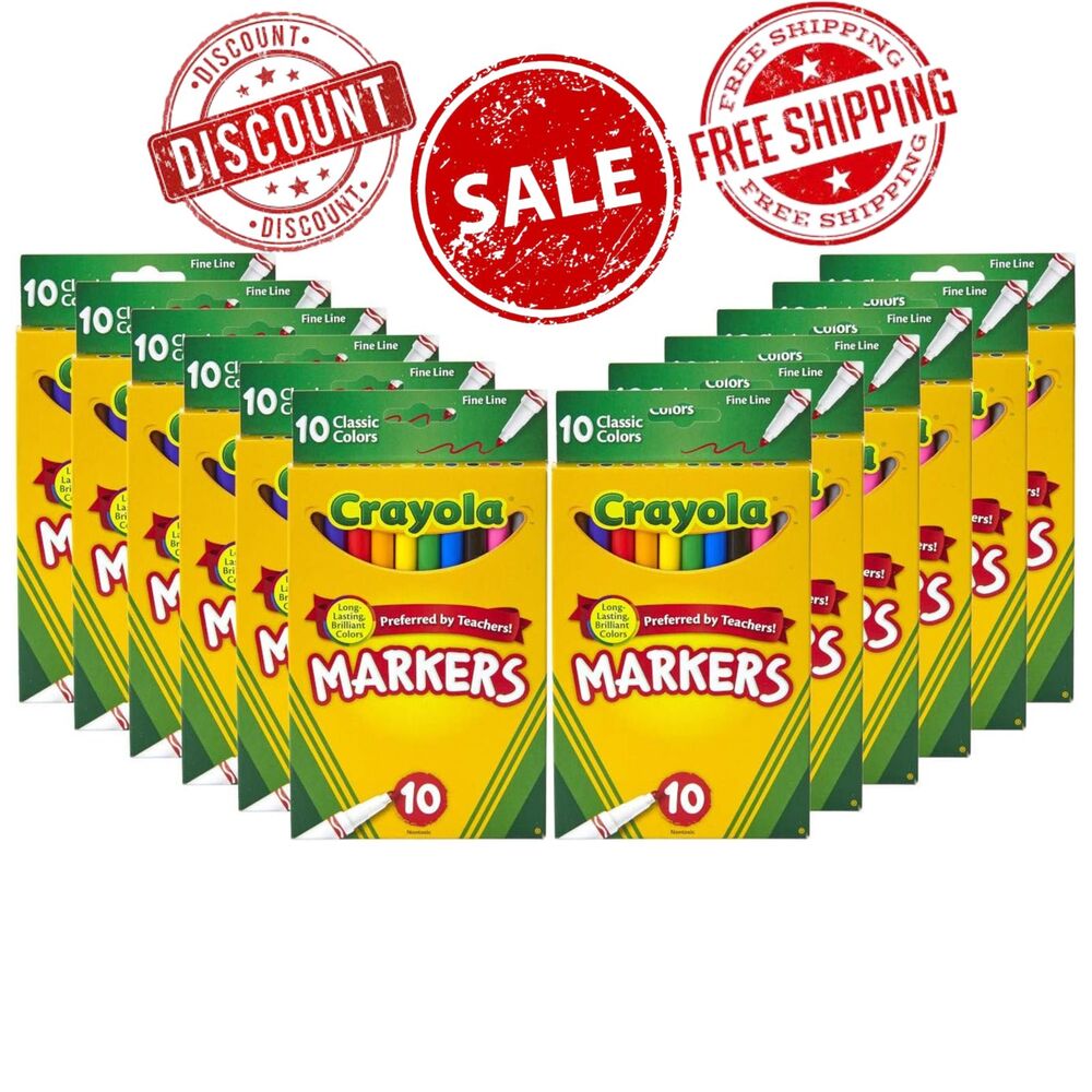 Crayola Fine Line Markers for Kids (12 Boxes), Bulk Coloring Markers for School,